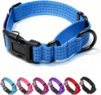 Martingale Dog Collar, Reflective No Pull Training Collar with Quick Release Buckle & USA Flag, Heavy-Duty Nylon, Adjustable for Small Medium Large Dogs (M,Blue with Flag