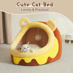 Jiupety Cute Cat Bed for Indoor Cats, Warm Soft Cave Fit for 6-10 Lb Cat, Honeypot, M
