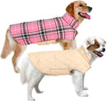 MIGOHI Winter Dog Jackets, Reversible Plaid Coats, Windproof, Waterproof, Warm for Small to Large Dogs Vest, Pink, XL