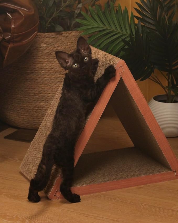 Cat Scratcher Cat Scratching Board - Foldable - Triangle, 6 Usable Sides Scratchers for Indoor Cats, Vertical Cat Scratch Pads(Pack of 3)