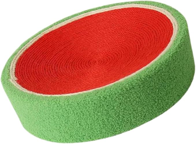Sisal Round Cat Scratching Board Scratcher Bowl for Indoor Cats Wear Resistant Fruit Scratch Board for Kitty Kitten, Watermelon