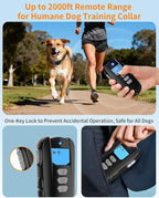 Dog Shock Collar with Remote Control – Shock Collar for Dogs 10–120 lbs, 2000FT Long Range IPX7 Waterproof Rechargeable Dog Training Collar with 4 Safe Modes Beep Vibration Shock & Flashlight Black