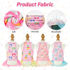 4 Pack Dog Slip Dresses Adorable Hand-Painted Pattern Puppy Dresses Summer Holiday Pet Clothes for Small Dogs (S)