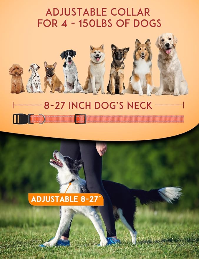 PaiPaitek Dog Collar Replacement Strap, 3/4 x 27 Inch, Reflective Nylon with Metal D-Ring, Compatible with Multiple Training Shock Collars, 2 Pack