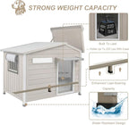 Outdoor Dog House with Reinforced Iron Frame, Wooden Kennel with Weather-Resistant Roof, Removable Floor, Vent Window & Easy Assembly, for Medium & Large Dogs, 40" L x 26" W x 33.5" H