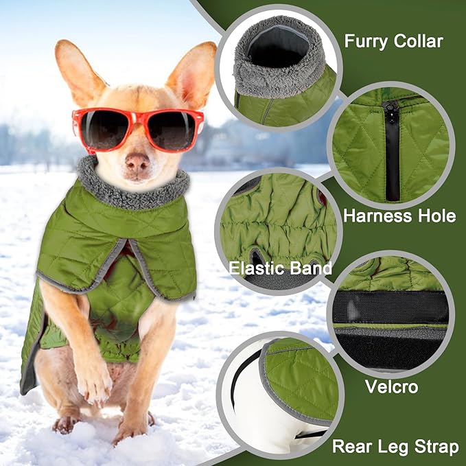 Fragralley Dog Winter Coat, Waterproof Windproof Reflective Fleece Jacket with Harness Hole, Warm Snow Vest for Small Medium Large Dogs, Ideal Gifts