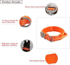 Tactical Dog Collar with Heavy Duty Metal Buckle and Control Handle for Medium Large Dogs Training(Orange, X-Large)