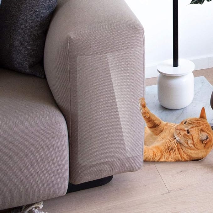 8 Pack Furniture Protector from Pet, Self-Adhesive Furniture Scratch Guards, Cat Scratch Couch Protectors Pad with 40 Pins (5.9" x 19.7"), Transparent (LJ-CJ-121407)