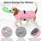 Queenmore Winter Dog Jackets, Thick Dog Coats for Small Pets Winter, Warm Reflective Coat, Thick Waterproof Puppy Coats, Pink, S