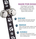 PoochieBells Dog Doorbell, Dog Potty Training Bells, Dog Safe USA-Made w/Perfect Sound,Dog Trainer Approved, Housetraining Made Easy & Quick, Sig Tracks Black
