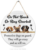 Please Do Not Knock Or Ring Doorbell Hanging Sign, Funny Dog Wooden Round Door Hanger For House Gate Fence Yard Front Door, Protective Dogs On Guard Sign For Outdoor Porch -08