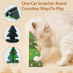 Corrugated Paper Cat Scratcher, High-Density - Pine Tree Design with Jingling Ball & Circular Track, Interactive Scratch Pad for Indoor Cats & Furniture Protection