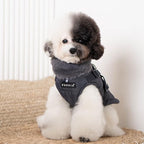 Puppia Donavan Winter Dog Coat with Integrated Harness No Pull Cold Weather Waterproof Warm Fleece Back Zipper for Small & Medium Dog, Grey, Medium