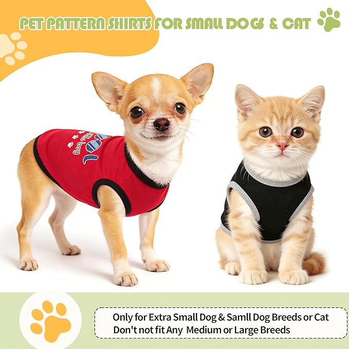 3 Pieces Dog Shirts Spring Dog Clothes for Small Dogs Girl Boy Cute Summer Chihuahua Clothes Soft Puppy Pet T Shirts XXS~M (Red,Black,Grey, Small)