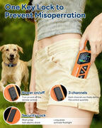 Dog Shock Collar - 3300FT Dog Training Collar with Remote, IPX7 Waterproof Electric Dog Collar with 4 Training Modes, Security Lock, Rechargeable E-Collar for Small Medium Large Dogs (Orange)