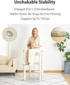 Cat Tree for Large Cat, Modern Senior Friendly Cat Tower with Wide Shelves Low Step, Cotton Scratching Posts, Super Sturdy Base, Cozy Perches, Interactive Toys (Linen Fabric Green 37.4-Inch)
