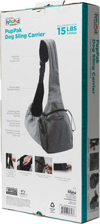 Outward Hound PupPak Sling Dog Carrier, Grey – Hands-Free Sling for Small Pets up to 15 lbs, Adjustable Strap, Mesh Ventilation, Zippered Pocket, Drawstring Fit – Ideal for Travel & Adventures