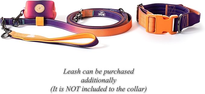 Tactical Dog Collar with Control Handle - Adjustable, Heavy Duty, Training and Walking for Medium and Large Breeds (Orange Violet, M: 18'' - 21'')