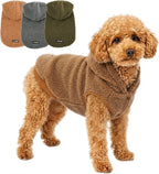 Tuff Pupper Fleece Dog Hoodie Sweater | Teddy Sherpa Outer & Soft Polar Fleece Lining | Adjustable Fit Winter Coat with Hood, Leash Hole, Ribbed Cuffs | For Small Medium Large XL XXL Dogs (Brown, XXS)