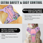 BARKBAY No Pull Dog Harness Large Reflective Dog Harness with Front Clip and Easy Control Handle for Walking Training Running with ID tag Pocket(Baby Pink & Violet Purple,XL)