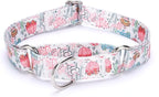 Martingale Dog Collars - Flower Multicolor Cute Patterns, Adjustable Nylon Training Dog Collar Suitable for Boy and Girl Dogs Medium Large Dogs (L, White)