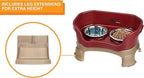 Neater Feeder Deluxe Mess-Proof Elevated Dog Bowls for Small Dogs (Up to 19 lbs), 2 Height Adjustable (6” & 7.5”) No-Spill Raised Dog Bowl Stand, Stainless Steel Food Bowl Set, Made in USA, Cranberry