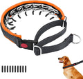 Martingale No Pull Dog Collar for Large Medium Small Dogs, Heavy Duty Nylon Reflective Adjustable Anti Pull Slip Collar with Buckle for Training Walking M Black Orange