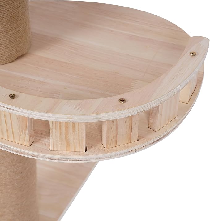 Floor to Ceiling Cat Tree 5 Tiers Cat Tower Multi-Functional Climbing Tower with 100"-104" Adjust Height Ceiling-Mounted Wood Cat Tower Tree Wall for 30-44LBS Cats