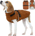 Kuoser Dog Coat Warm Fleece Lining Turtleneck Dog Jacket with Harness Built-in, Adjustable Windproof Cold Weather Coats with Quick Release Buckle Pet Winter Snowsuit for Small Medium Dogs, Khaki M