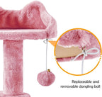 Yaheetech Cat Tree, 57 inches Cat Tower with Double Condo, Scratching Board and Basket, Cat Furniture for Indoor Cats Kitten- Pink