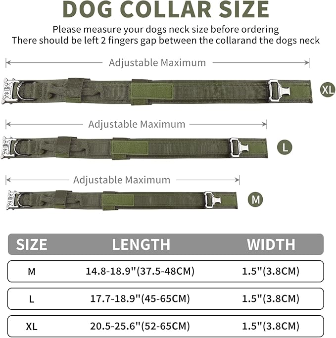 COOYOO Dog Collar,3 Piece Set Tactical Dog Collars, Adjustable Military Training Nylon Dog Collar with Control Handle and Heavy Metal Buckle for Medium and Large Dogs
