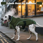 DENTRUN Winter Warm Dog Coat Reflective Jacket with Turtleneck for Cold Weather, Adjustable Buckle Windproof Water Repellent, Thick Snowsuit Fleece Vest for Small, Medium, Large Dogs, Green, L