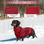BRKURLEG Dog Winter Coat with Harness Built in, Warm Jacket for Small Medium and Large Dogs, Windproof Turtleneck Fleece Dogs Snowsuit with Hook & Loop, Reflective Christmas Dog Jacket, Red XXL