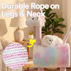 ZEZE Tunnel Cat Tree Condo for Indoor Cats, Animal-Themed Cat Tower with Cozy Tunnel Hideout, 3 Sisal Scratching Posts, Hanging Ball Toy, Thick Base (Unicorn)