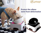 Bulldog Bowl Ceramic Dog Food Bowl - Dog Cat Dish Wide Mouth Dog Bowl Pet Sterile Tilted Pet Feeder with Anti-Skid Rubber Mat (M/1.5 Cup(Black Bowl))