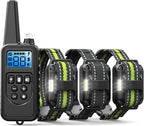FunniPets Dog Training Collar 3 Pack - 2600Ft Dog Shock Collar with Remote Control Waterproof E Collar for Dogs Training with Beep Vibration Shock Flashlight (3 Pack, 2 Green+Black)