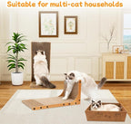 Cat Scratching Post, 3-in1 Scratching Board for Indoor Cats, 2PK 22in L-Shaped Cat Scratcher with 1PK Cardboard Box Scratch Pad, Cats Scratch Furniture Protector with Feathered Toy