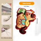 Cartoon Cat Scratching Mat, Cute Wall Cat Scratcher for Christmas, New Year, Pet Scratching Pad with Self-Adhesive Backing, Furniture Protector for Couch Door Sofa Indoor (Horse)