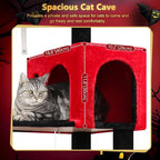 Globlazer Gothic Cat Tree Tower with Scratching Post for Indoor Cats, 53inch Tall Plush Multi-Level Cat Climbing Tower Condo with Large Hammock, Spacious Cat Cave, Padded Top Perch, F53, Red Black