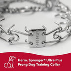 Herm Sprenger Easy On Prong Training Collar with Center-Plate and Assembly Chain | Stainless Steel Training Collar for Dogs | Made in Germany - 3.2 mm, 24"