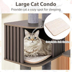 PETSITE 59.5 Inches Modern Cat Tree, Multi-Level Cat Tower with Scratching Posts, Large Condo with Removable Pad, Cushioned Soft Top Perch, and Interactive Dangling Ball (Grey)