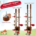 PETSITE Mushroom Floor to Ceiling Cat Tree, 79.5-104.5 Inches Height Adjustable Cute Ceiling Cat Tower with Sisal Scratching Posts, Condo, Side Basket Bed, Spring Toy, and Multiple Jumping Platforms
