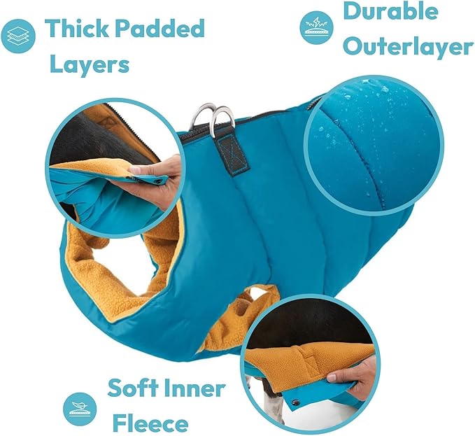 Gooby Padded Vest Dog Jacket - Solid Green, X-Large - Warm Zip Up Vest Fleece Jacket with Dual D Ring Leash Water Resistant for Small to Medium Dogs