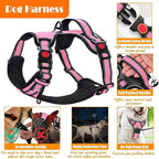 No Pull Dog Harness, Collar & Leash Set | Includes Dog Seat Belt, Collapsible Bowls & Poop Bag Dispenser. Ideal for Training, Walking, Hiking. Fits Small to Large Dogs(Pink-S)