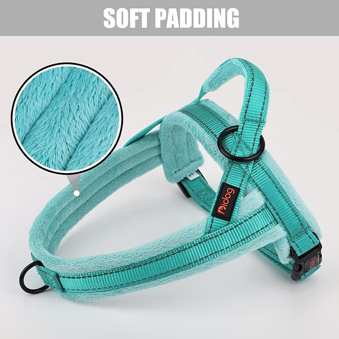Didog Soft Flannel Padded Dog Vest Harness,Escape Proof/Quick Fit Reflective Dog Strap Harness, Easy for Training Walking(XS:Chest 15-18", Teal)