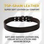 ADITYNA - Leather Dog Collar for Medium Dogs - Classic Style, Soft and Strong, Heavy Duty, Top-Grain Leather, Handmade - for Walking, Training, Hunting, and Running (M - Neck: 15-20 inches, Black)