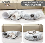 Grelife Cat Tunnel Bed for Indoor Cats, Cute Cat Tunnel Toys, Cat Donut Tunnel Toys with Washable/Removable Cushion, Non-Slip Base, for Cats, Kittens, Small Pets(33.4")
