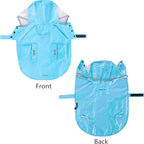 Dog Raincoat Waterproof Rain Poncho with Hoodie, High Reflective Adjustable Pet Rain Jacket with Leash Hole for Small Medium and Large Dogs (Blue, Small)