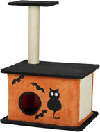 33" Halloween Cat Tree with Spacious Cat Condo, Small Cat Tower for Indoor Cats with Large Platform, Sisal Scratching Post - Spooky Cat Furniture for Small to Medium Cats, Orange & Black