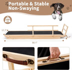 SLSY Dog Ramp for High Bed Couch, Folding Adjustable Pet Ramp with Non-Slip Rubber Mat, 62.9" Long, 5 Adjustable Heights 15.7''–31.4", Portable Step Supports Pets up to 250 lbs for Large Pet(Natural)